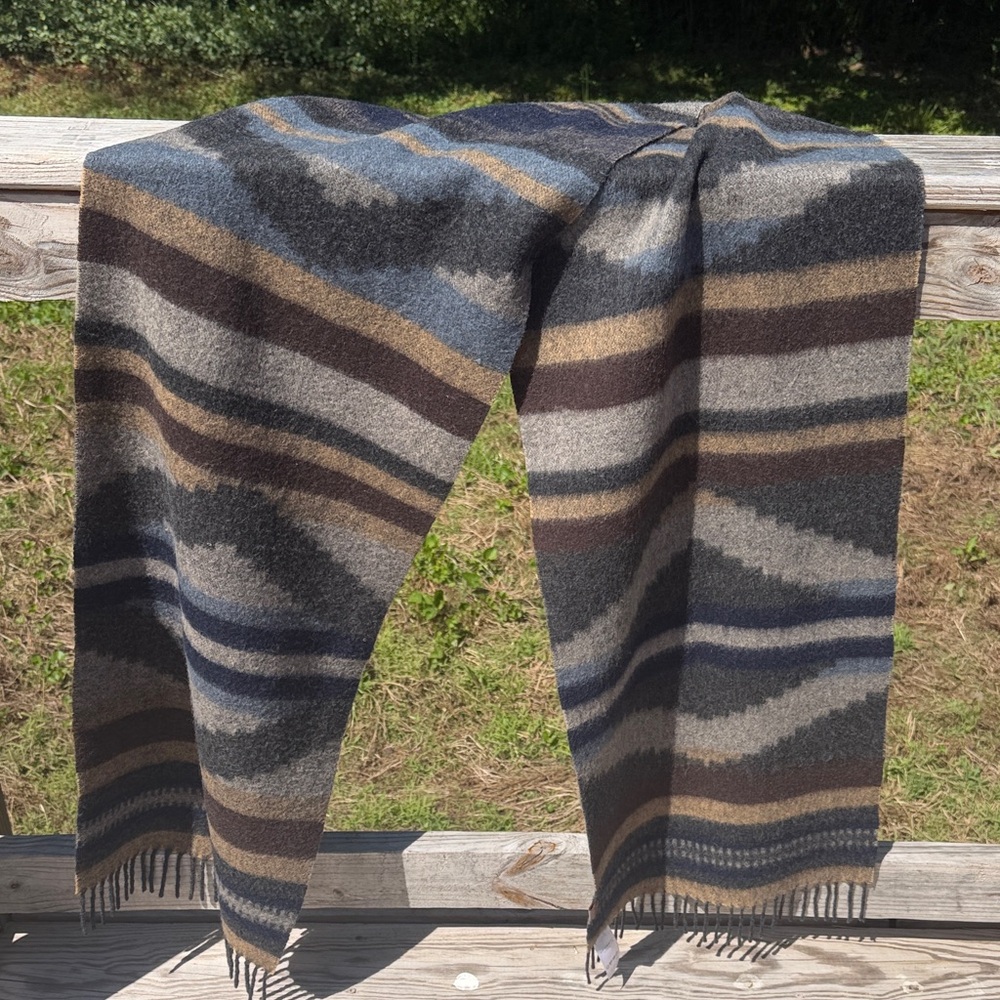 Pendleton Black and Brown Plaid Wool Scarf